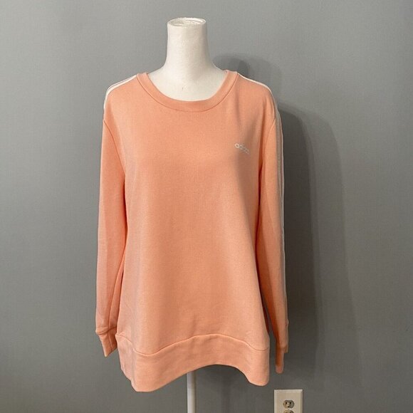 Adidas Sweatshirt Pink Peach 3 Lines Women's Size Large - Picture 1 of 8